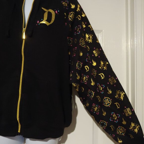 Disney Sleeping Beauty Castle Gold Full Zip Hoodie M Storybook Nostalgic - Picture 3 of 12